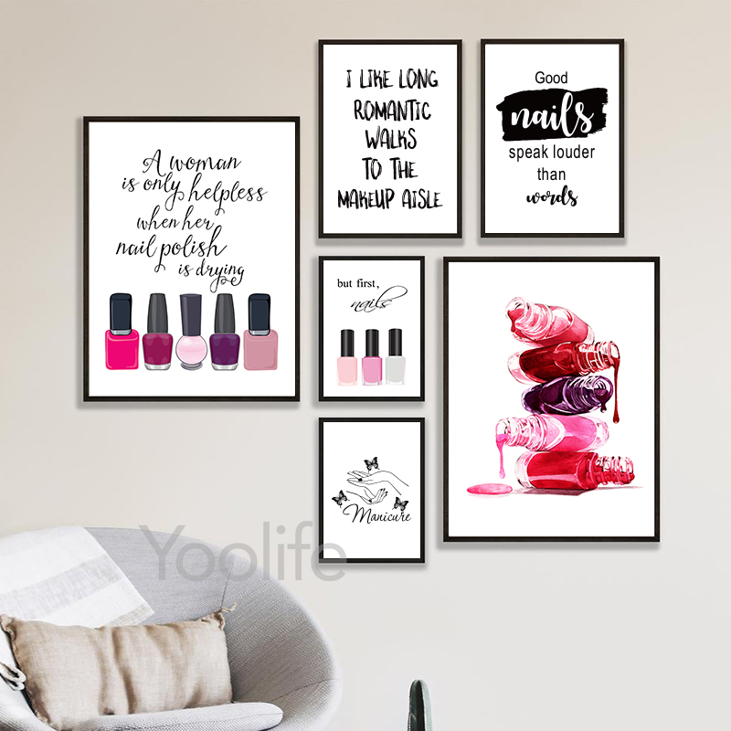 Nail Art Painting - 1pc frameless Nail Salon Quotes Makeup