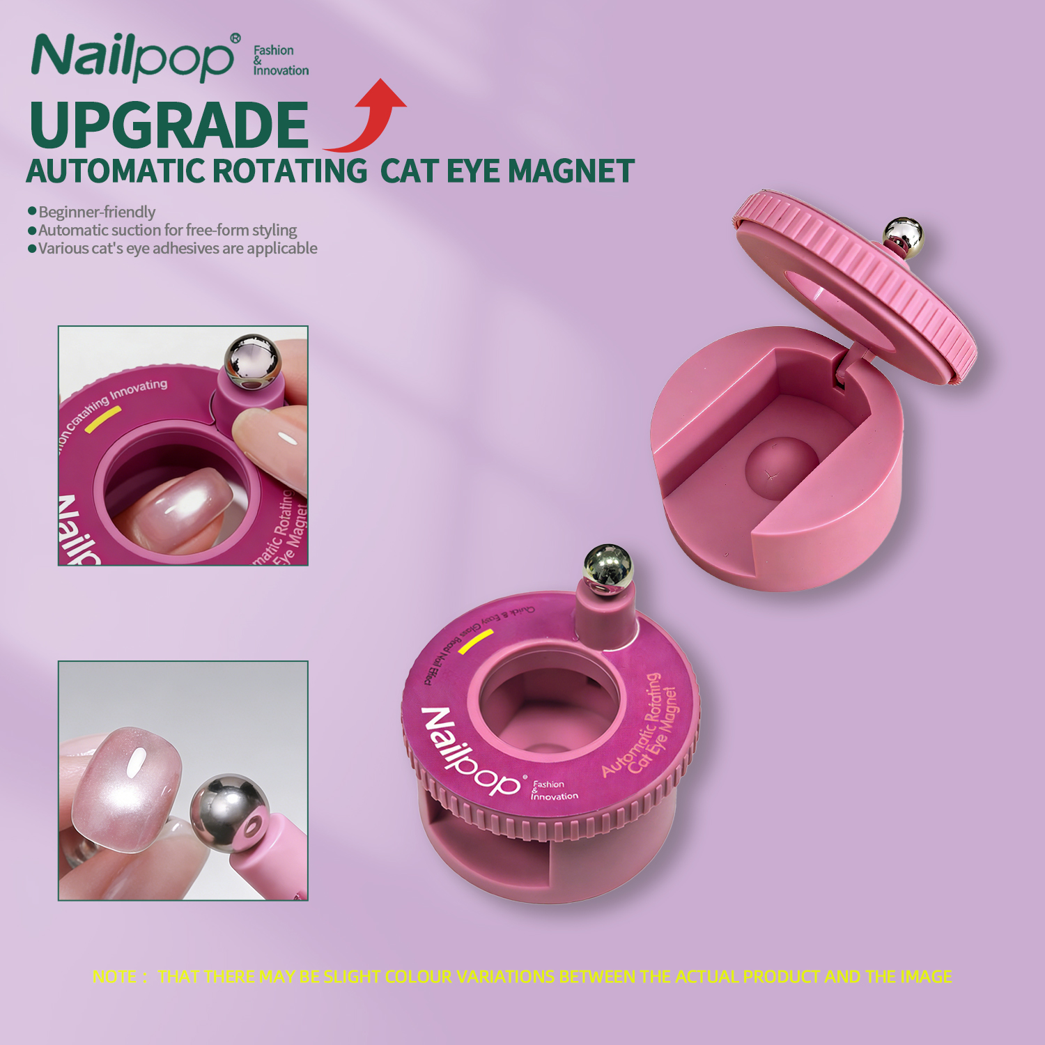 Nail Art Pink Cat Eye - Nailpop Automatic Rotating Cat Eye Magnet