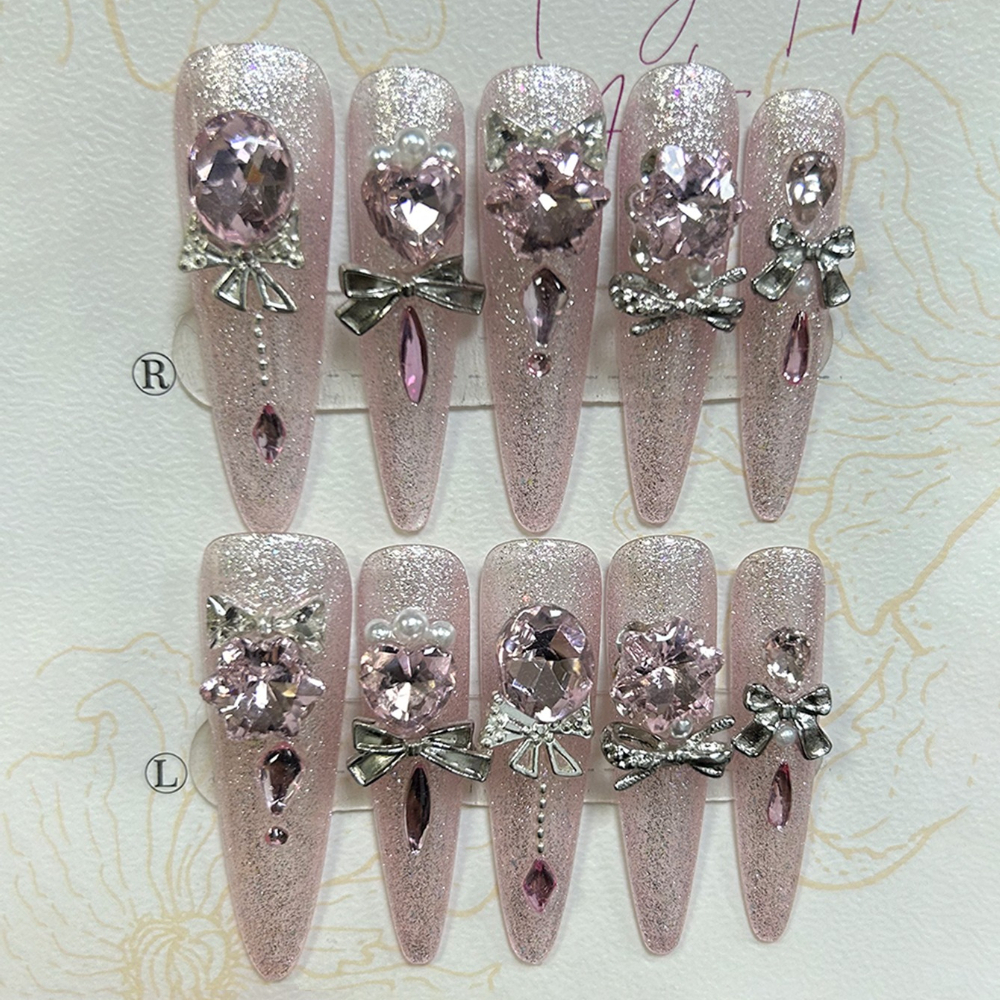 Nail Art Pink Cat Eye - Luxury Pink Cat Eye Glitter Stiletto