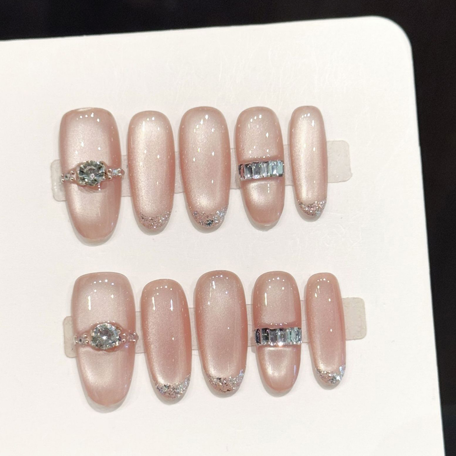 10Pcs Nude Pink Oval Head Arti - Nail Art Pink Cat Eye reseña y precio