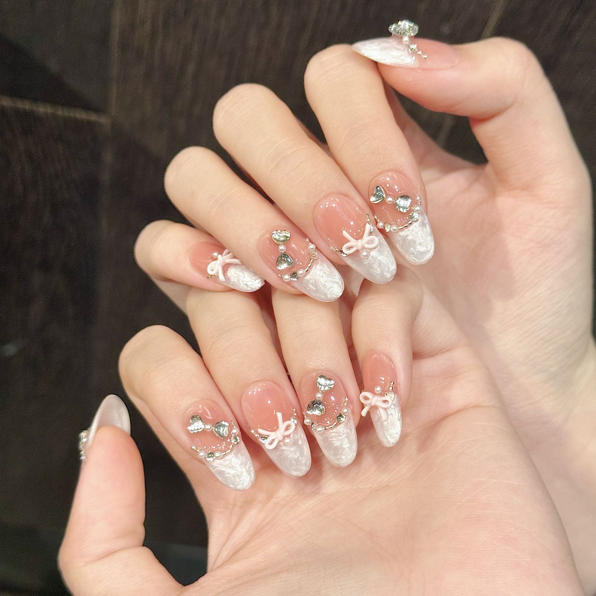 10pcs Handmade Press on Nails  - Nail Art Pink Cat Eye reseña y precio