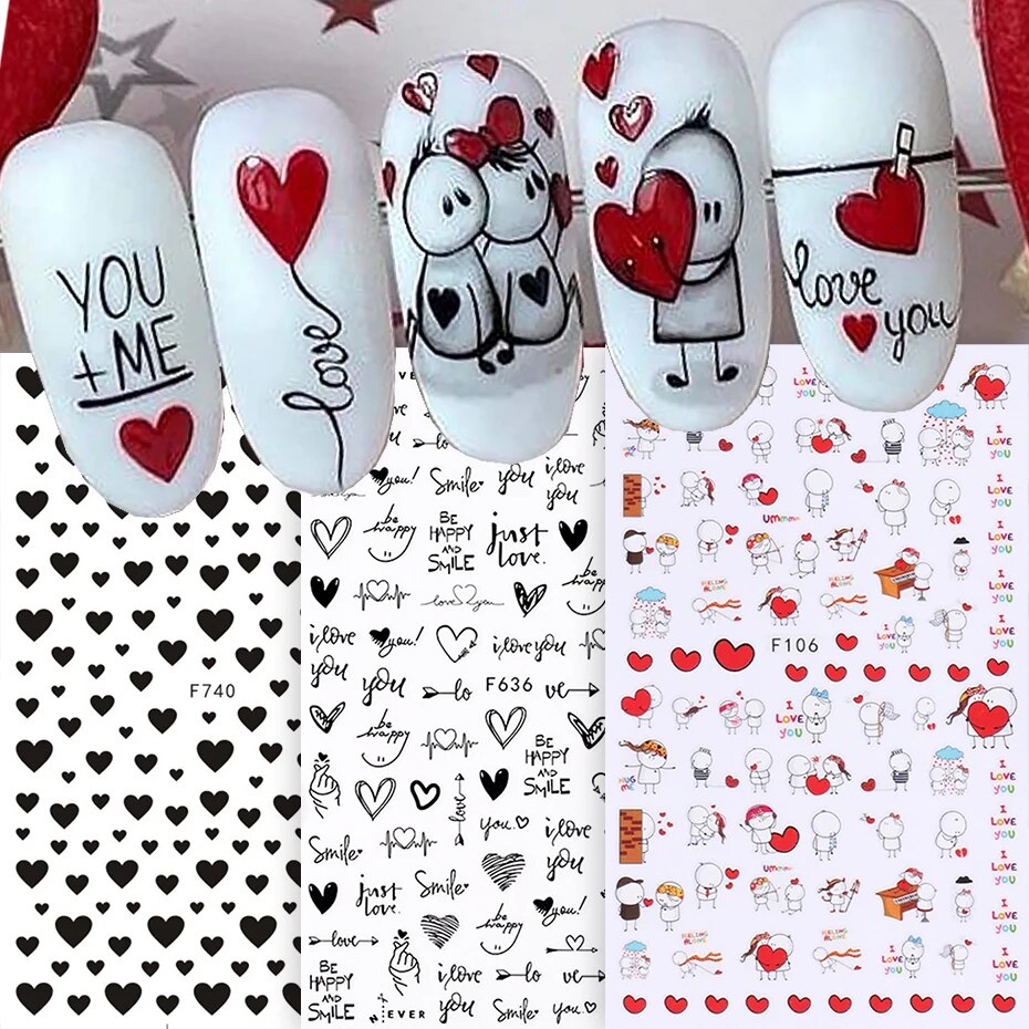 6PCS 3D Valentines Day Nail Ar - Nail Art Valentines Day reseña y precio
