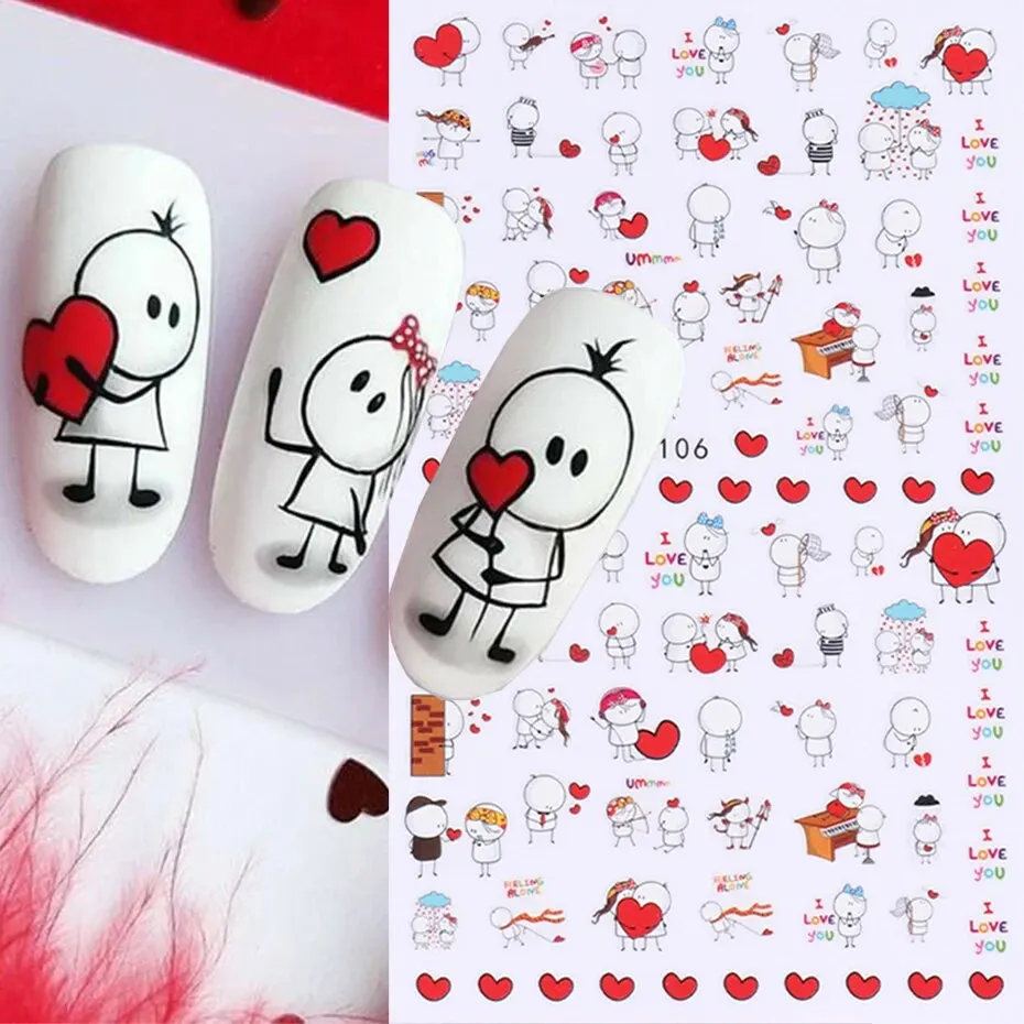 6PCS 3D Valentines Day Nail Ar - Nail Art Valentines Day reseña y precio