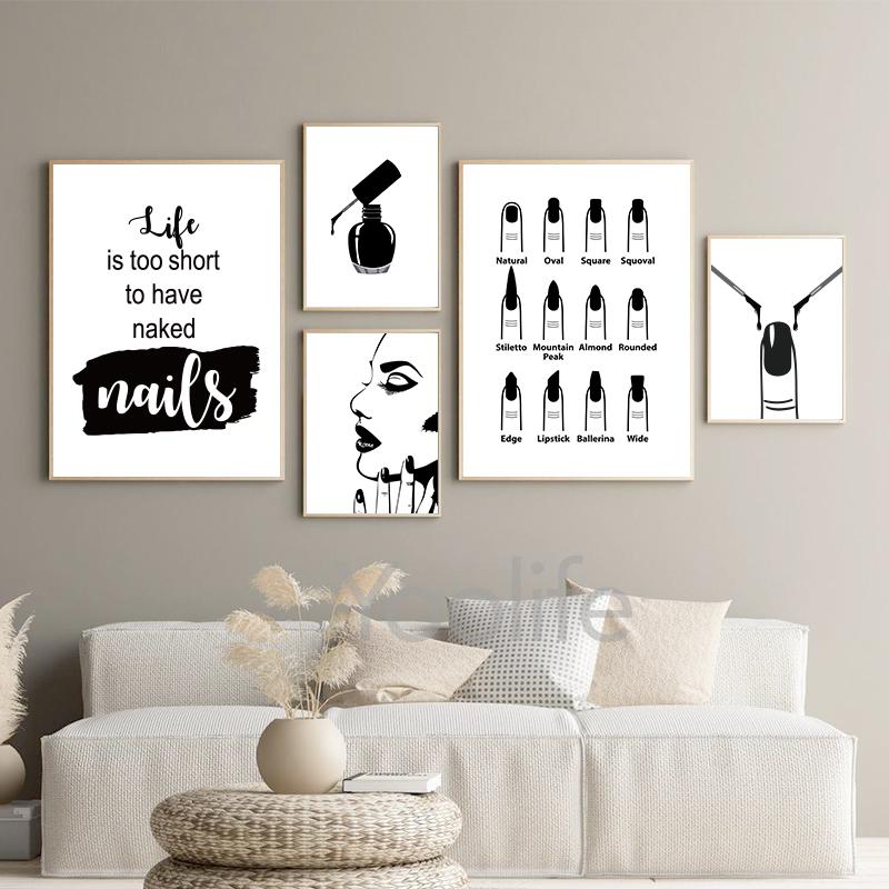 1pc frameless Nail Salon Quote - Nail Art Painting reseña y precio