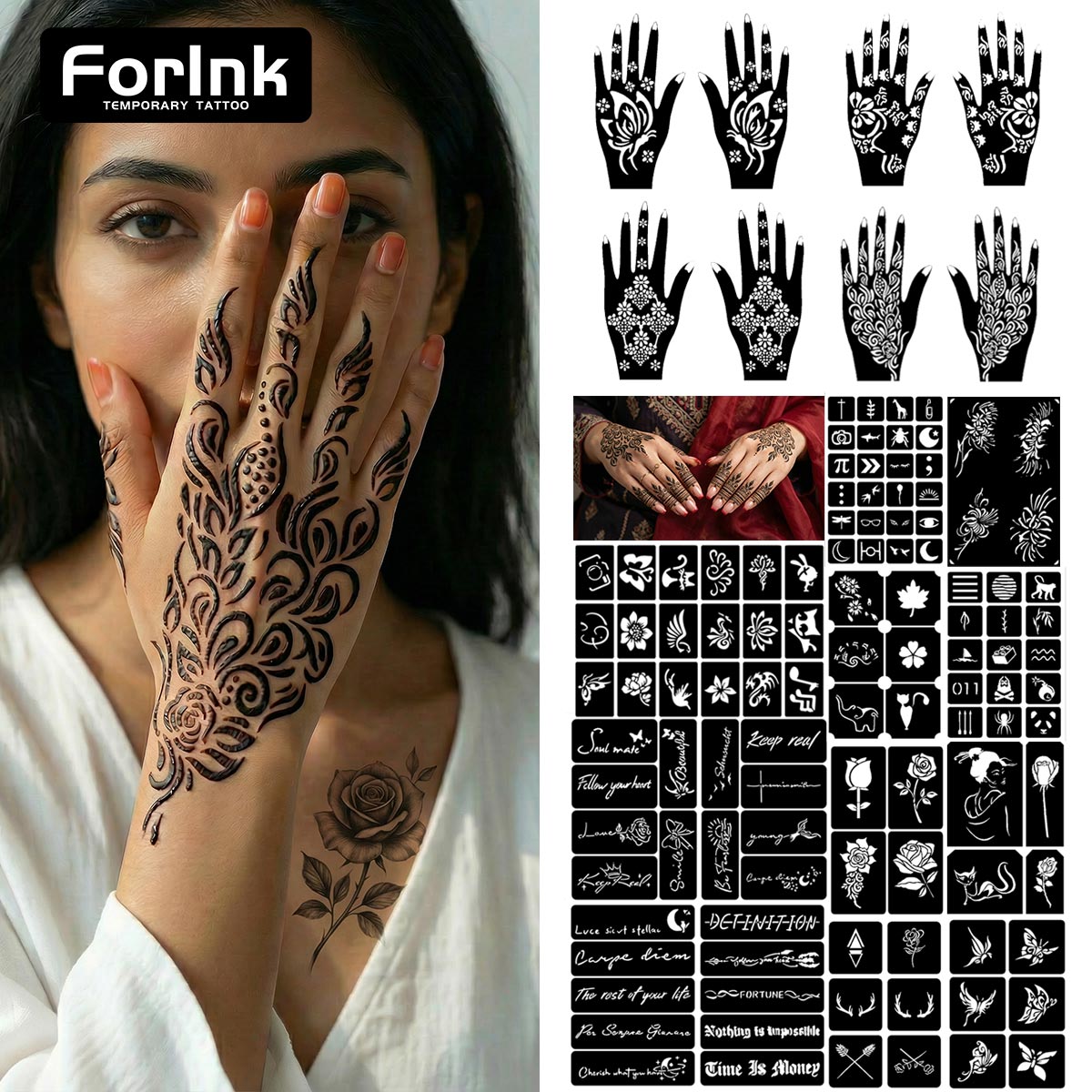 Temporary Tattoo Stencils Set  - Nail Art Ramadan reseña y precio