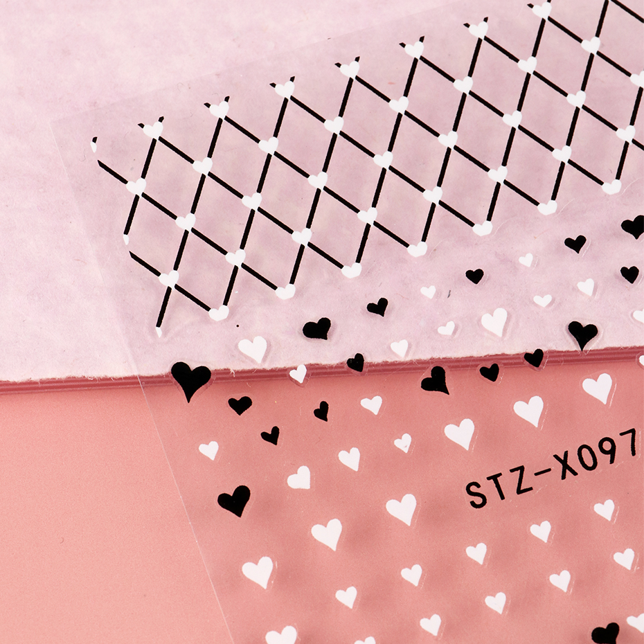 2/3pcs Black White Love Heart  - Nail Art Valentines Day reseña y precio