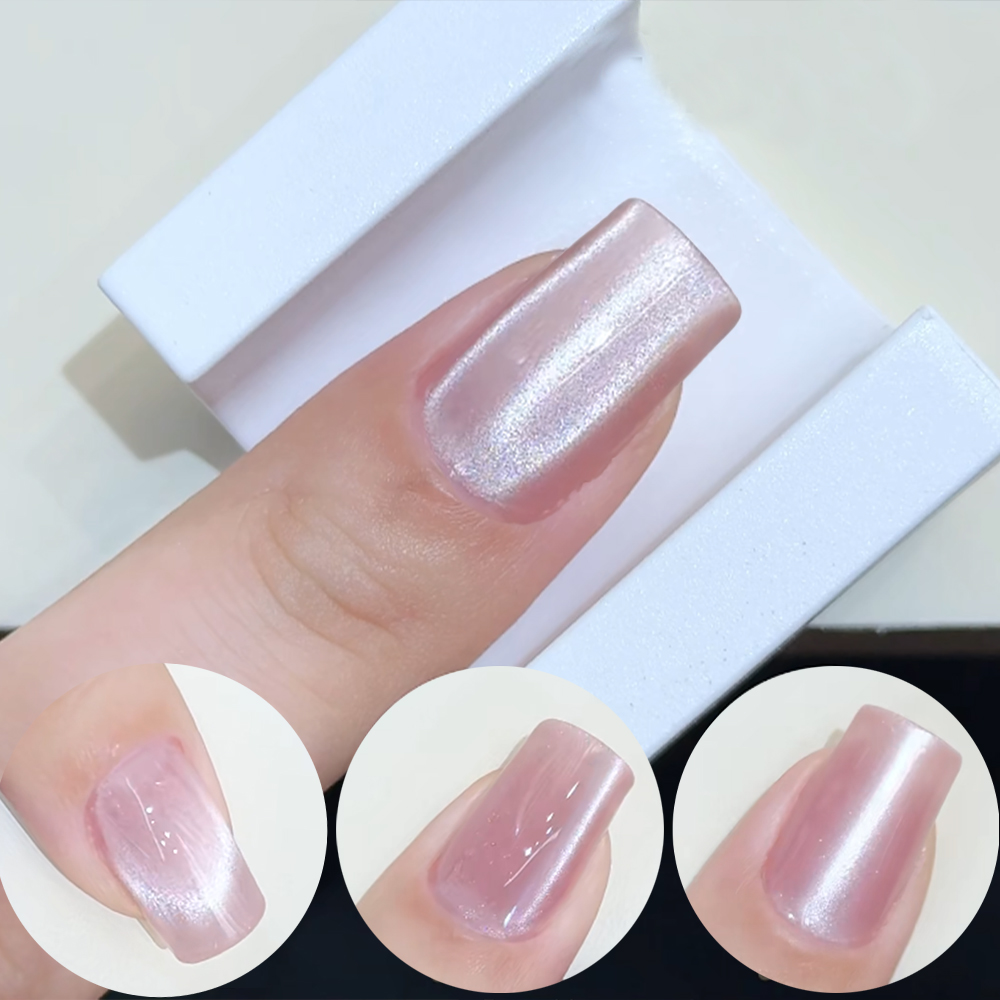 5D U-shaped French Cat Eye Nai - Nail Art Pink Cat Eye reseña y precio