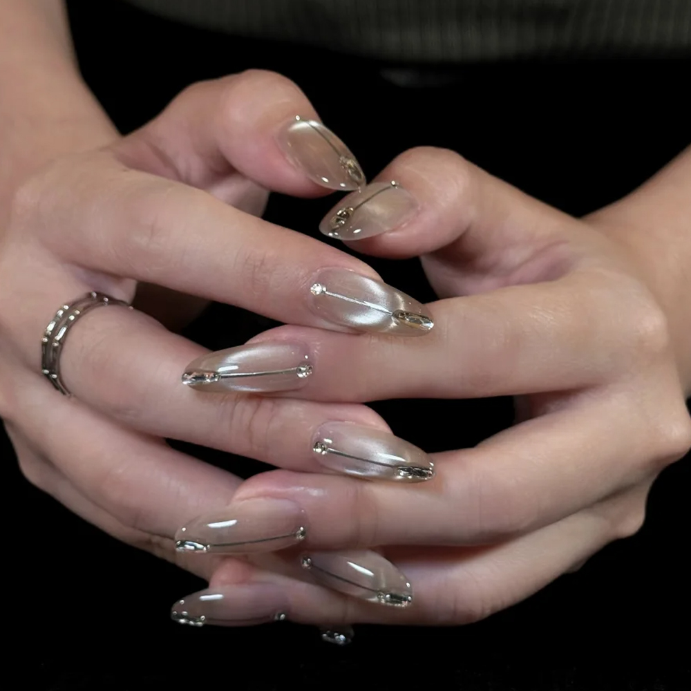 5D U-shaped French Cat Eye Nai - Nail Art Pink Cat Eye reseña y precio