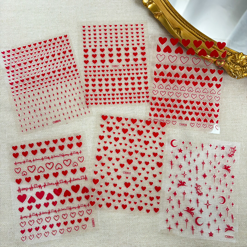 6Pcs/Set Red Love-Heart Valent - Nail Art Valentines Day reseña y precio