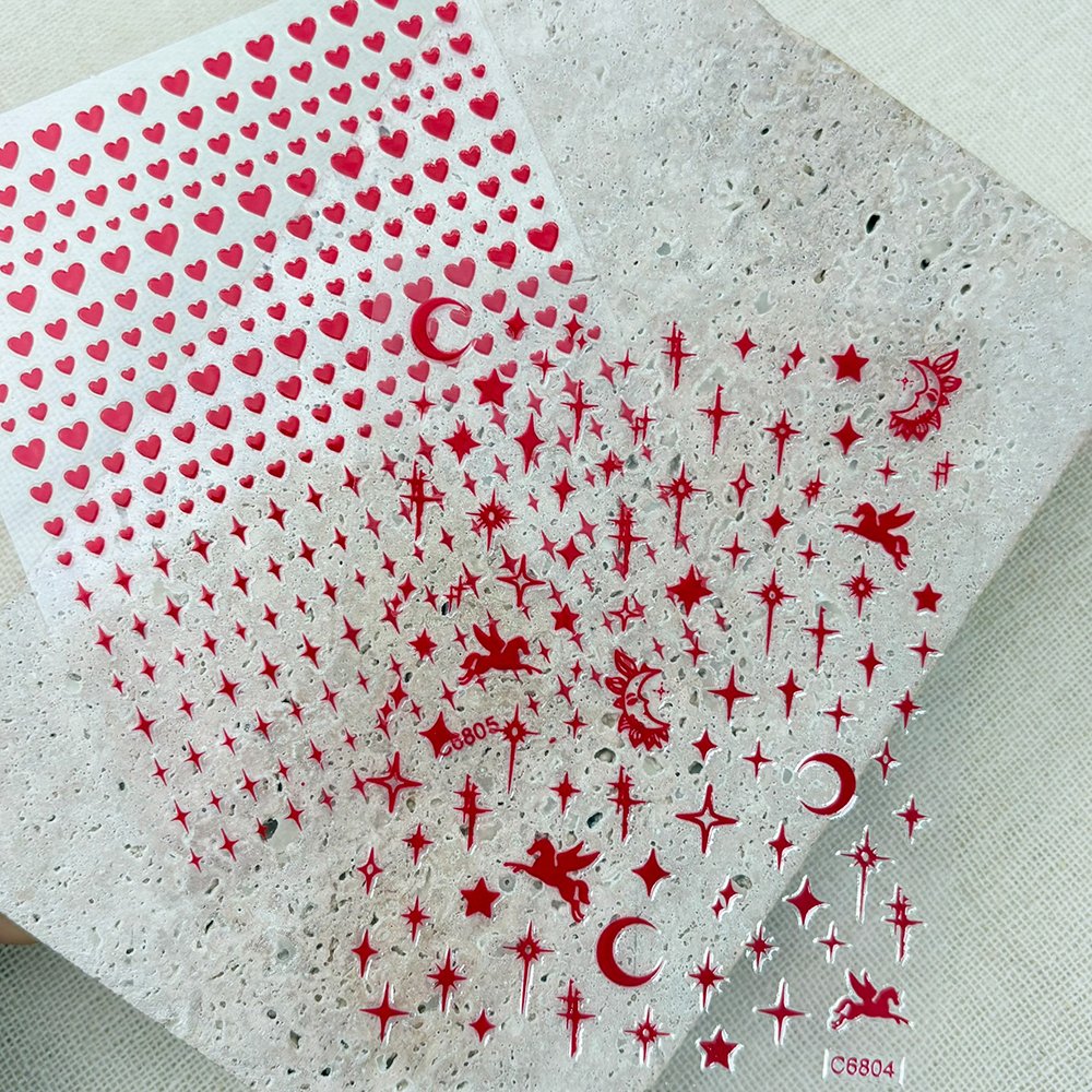 6Pcs/Set Red Love-Heart Valent - Nail Art Valentines Day reseña y precio
