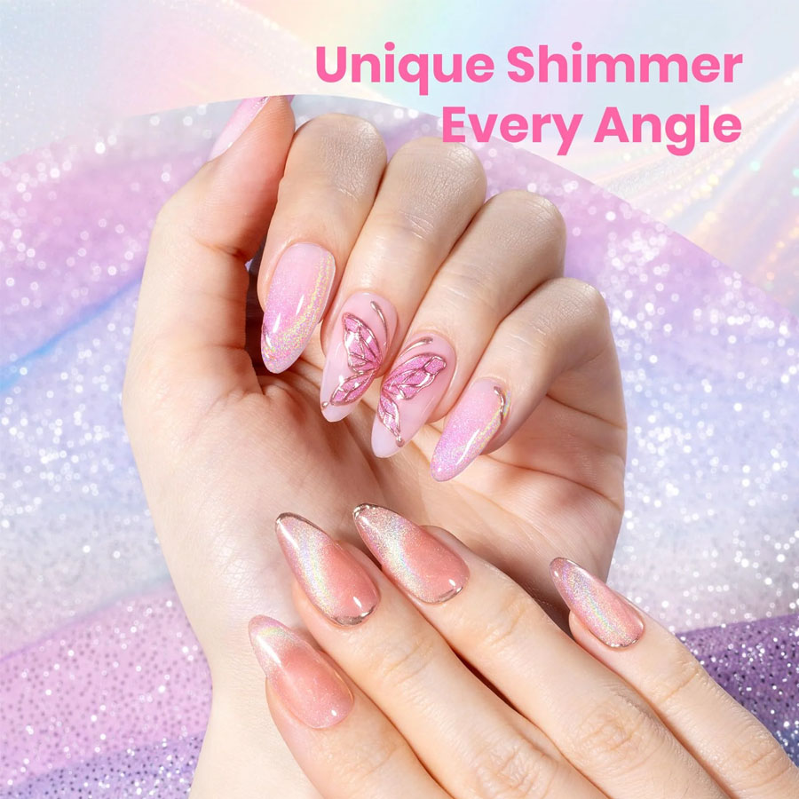 QAZIXU 1/6 Pcs Rainbow Cat Eye - Nail Art Pink Cat Eye reseña y precio