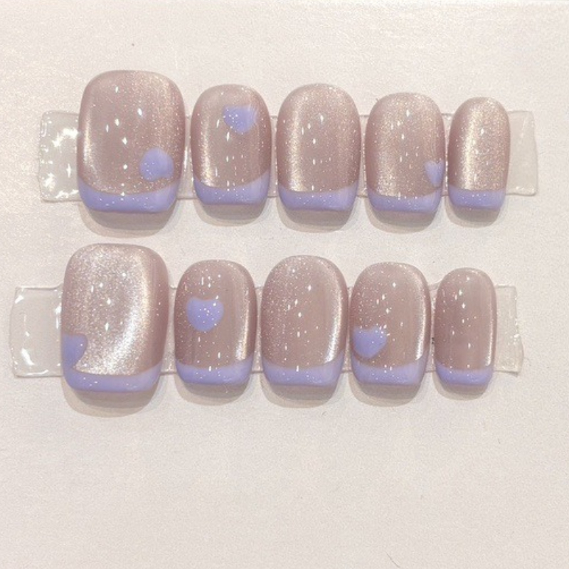 10Pcs Simple Gradient French H - Nail Art Pink Cat Eye reseña y precio