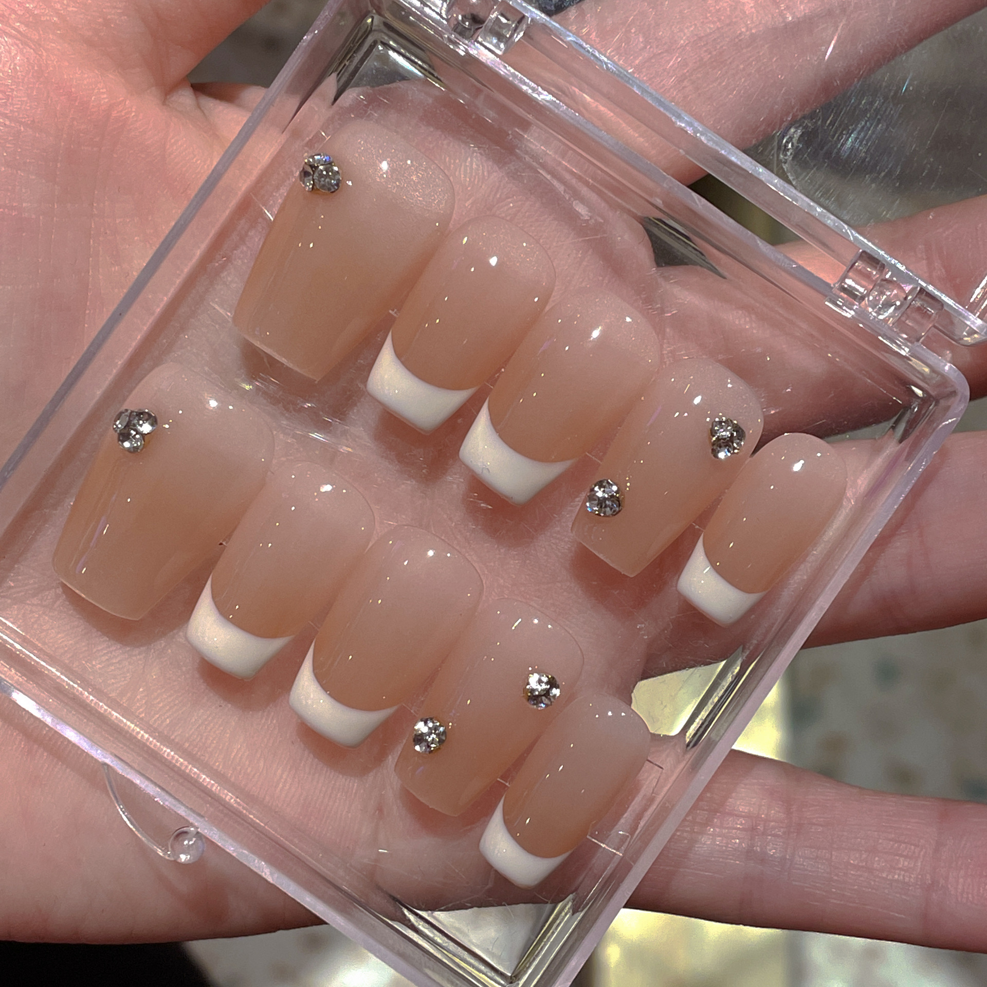 10Pcs Simple Gradient French H - Nail Art Pink Cat Eye reseña y precio