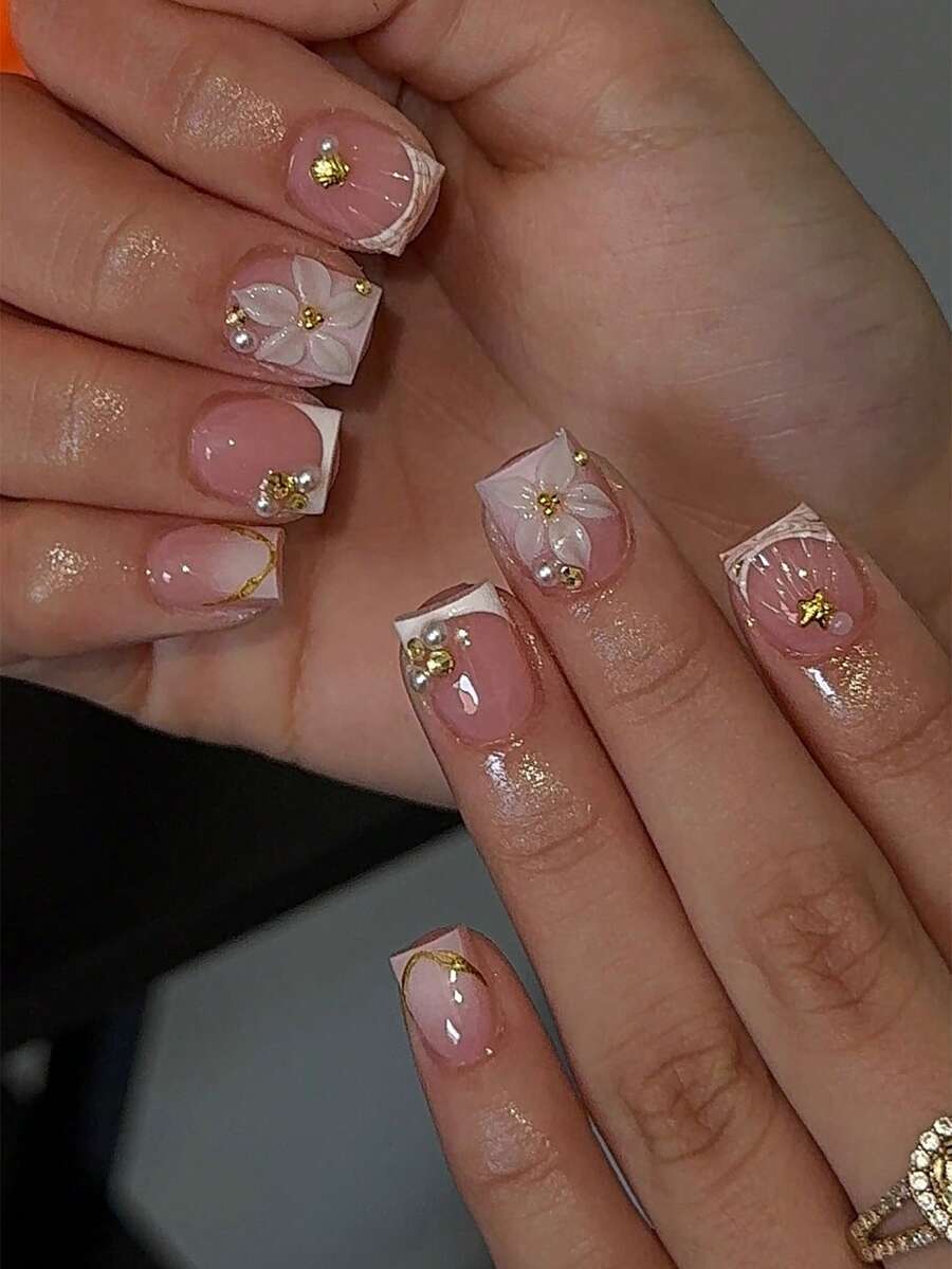 24pcs Short Square Nail Sticke - Nail Art Elegan reseña y precio