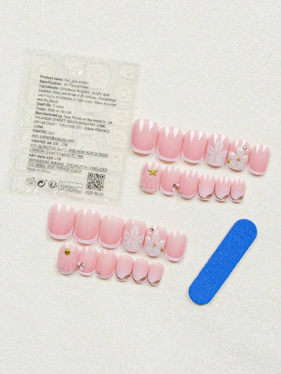 24pcs Short Square Nail Sticke - Nail Art Elegan reseña y precio