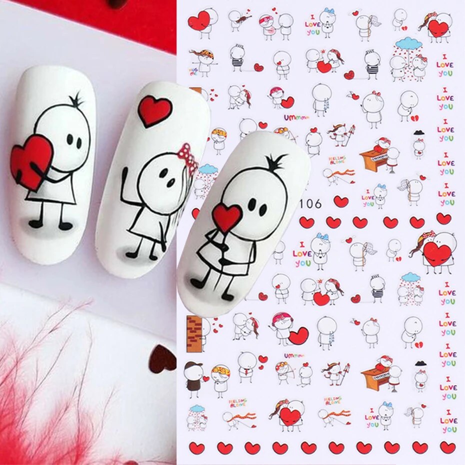 6PCS 3D Valentines Day Nail Ar - Nail Art Valentines Day reseña y precio