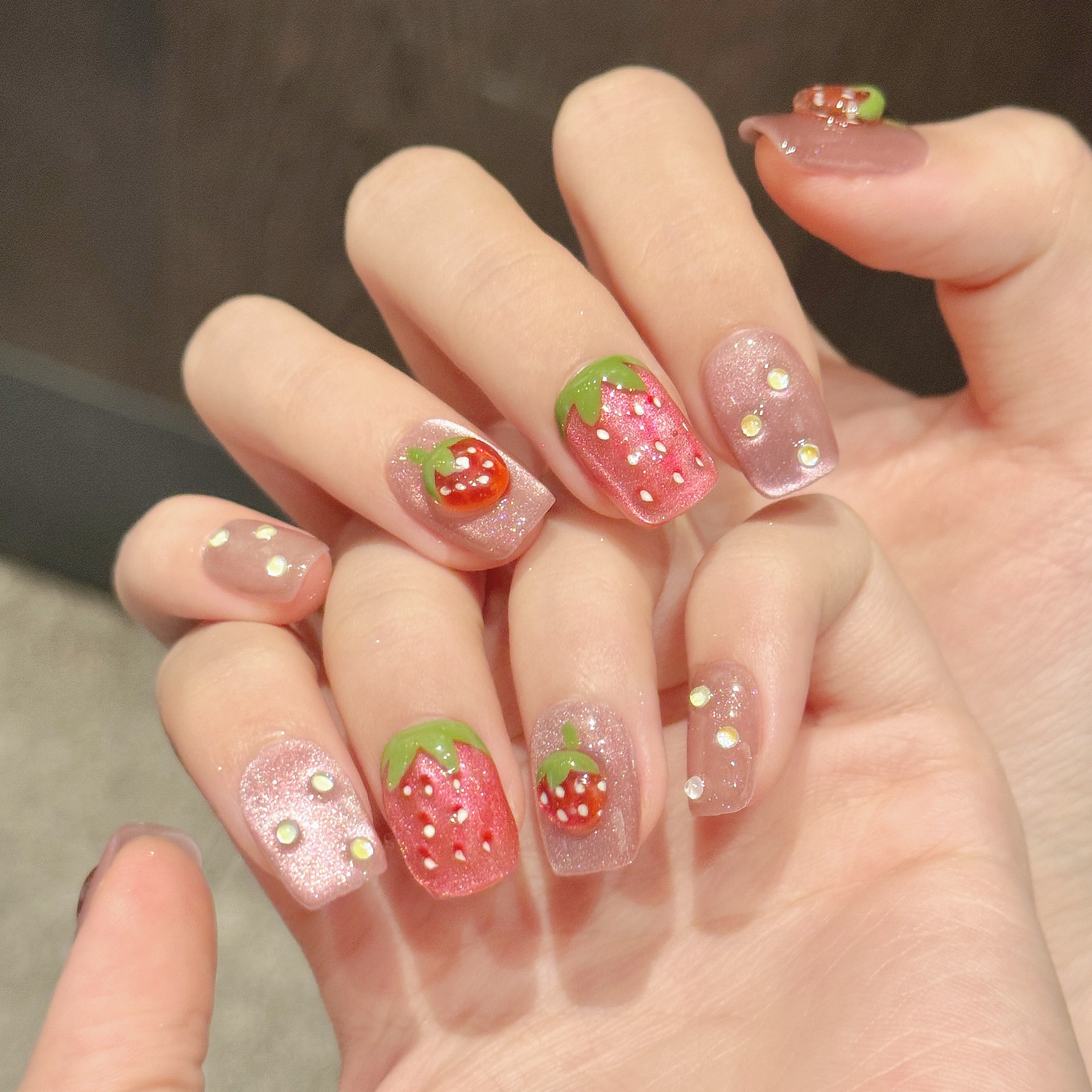 10pcs Handmade Press on Nails  - Nail Art Pink Cat Eye reseña y precio