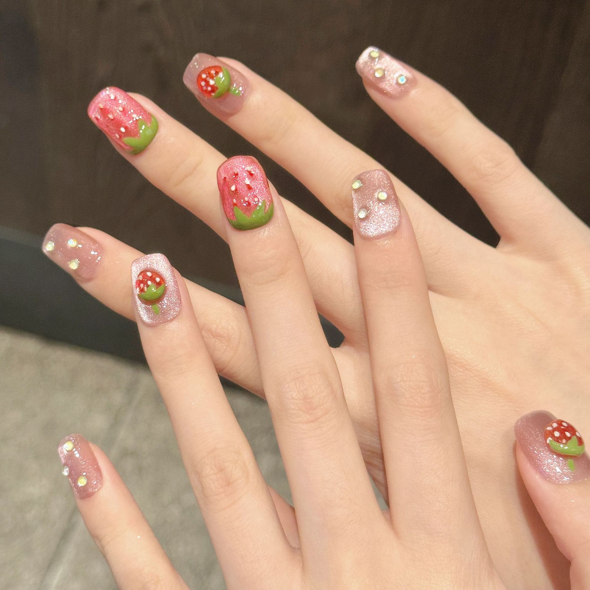 10pcs Handmade Press on Nails  - Nail Art Pink Cat Eye reseña y precio