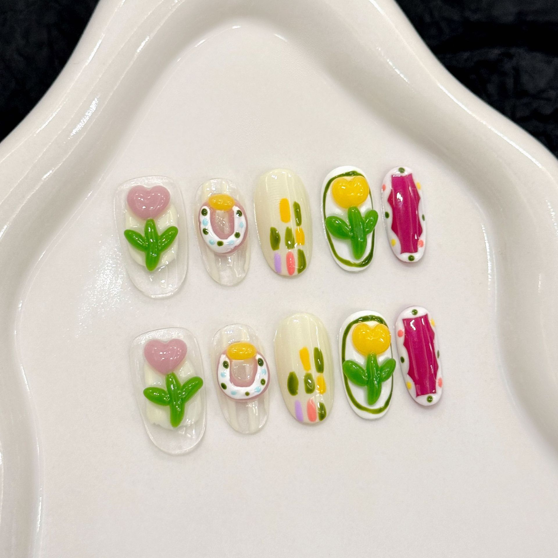 10pcs Handmade Press on Nails  - Nail Art Pink Cat Eye reseña y precio