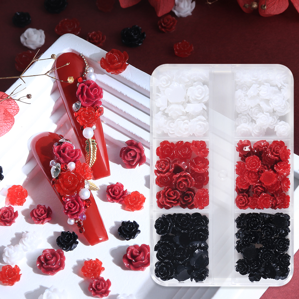 Black Red Rose Flowers Nail Ar - Nail Art Valentines Day reseña y precio