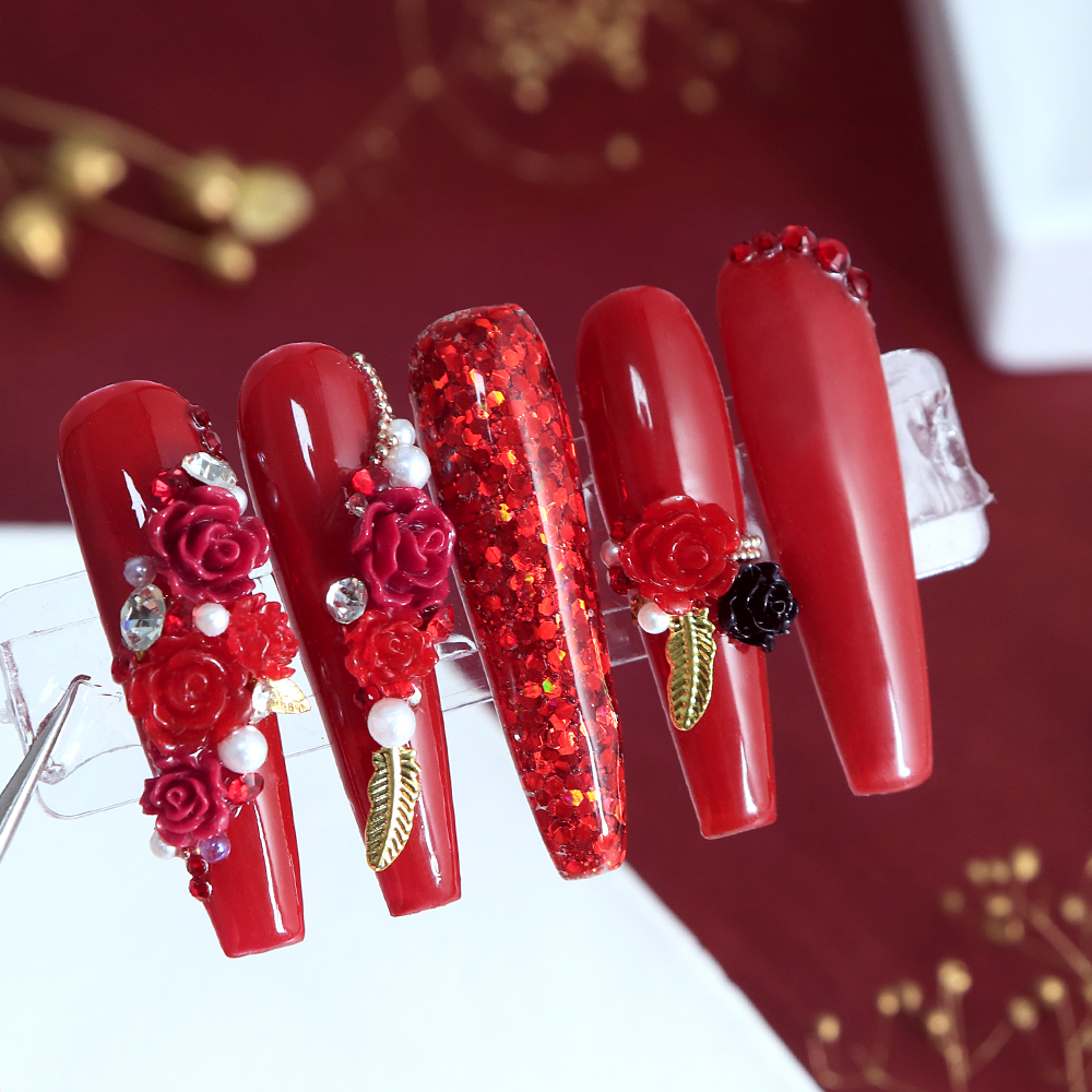Black Red Rose Flowers Nail Ar - Nail Art Valentines Day reseña y precio