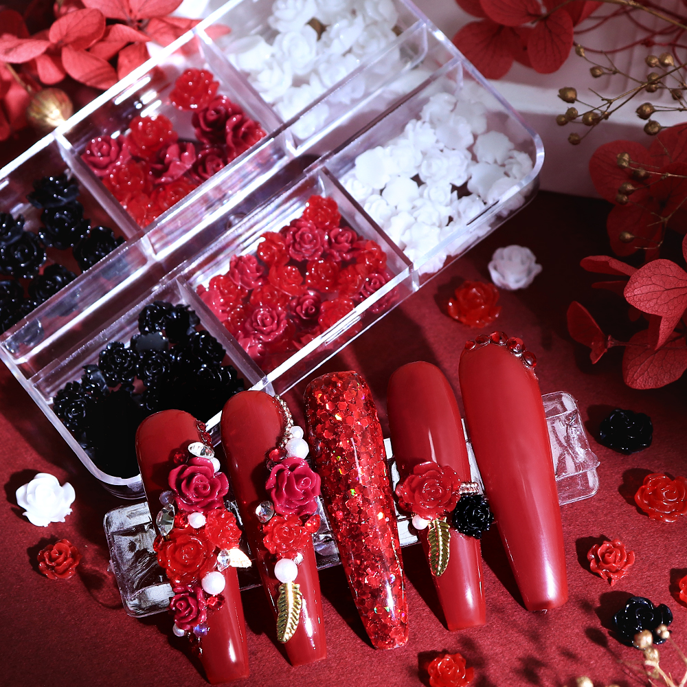 Black Red Rose Flowers Nail Ar - Nail Art Valentines Day reseña y precio