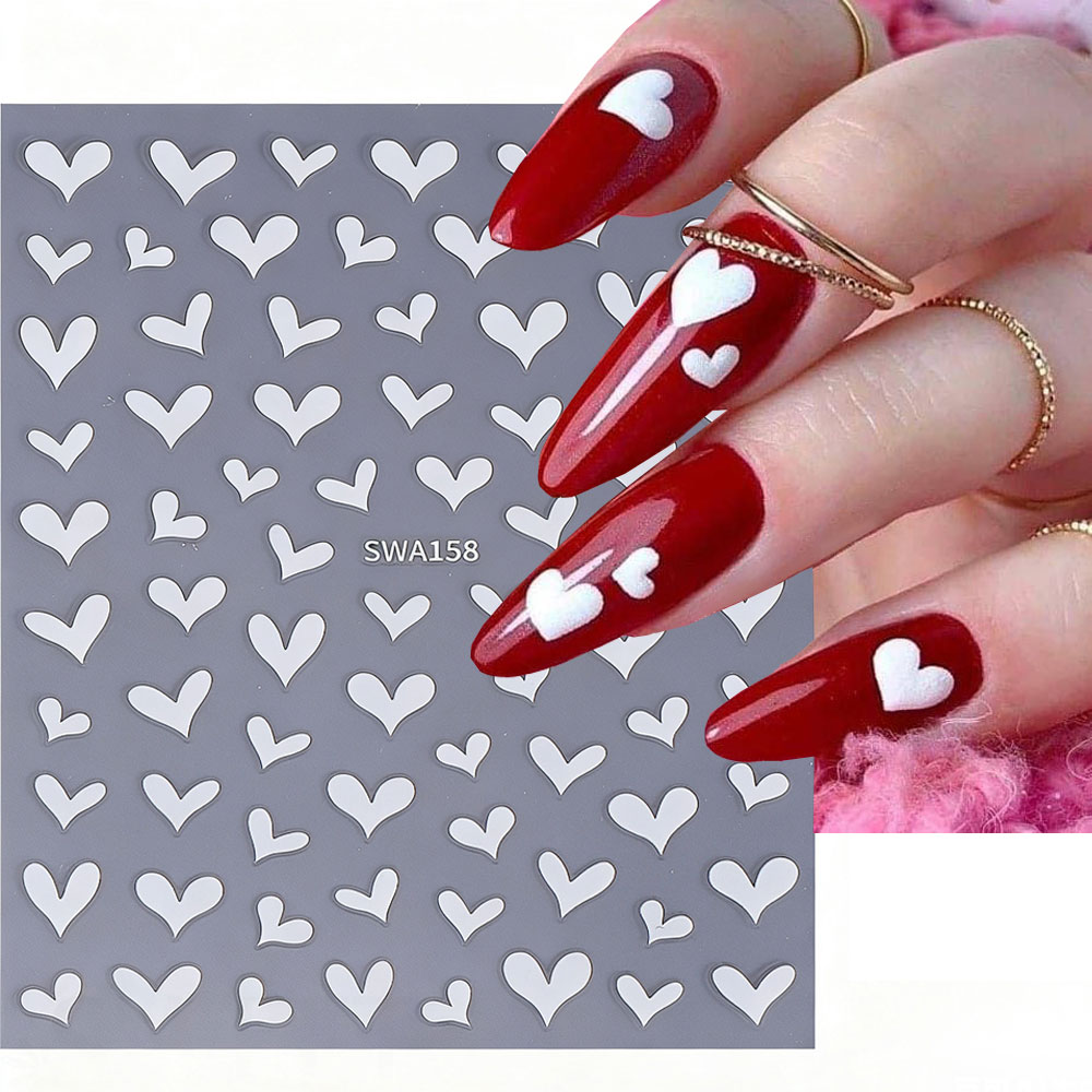 3D White Heart Valentine's Day - Nail Art Valentines Day reseña y precio