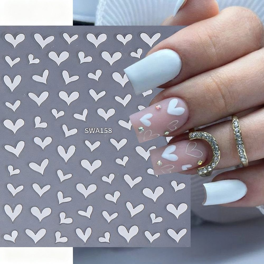 3D White Heart Valentine's Day - Nail Art Valentines Day reseña y precio