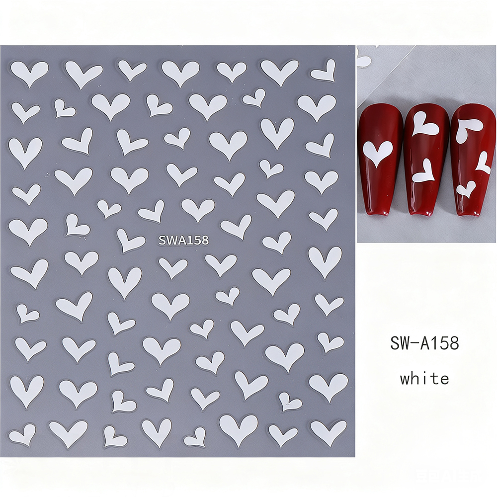 3D White Heart Valentine's Day - Nail Art Valentines Day reseña y precio