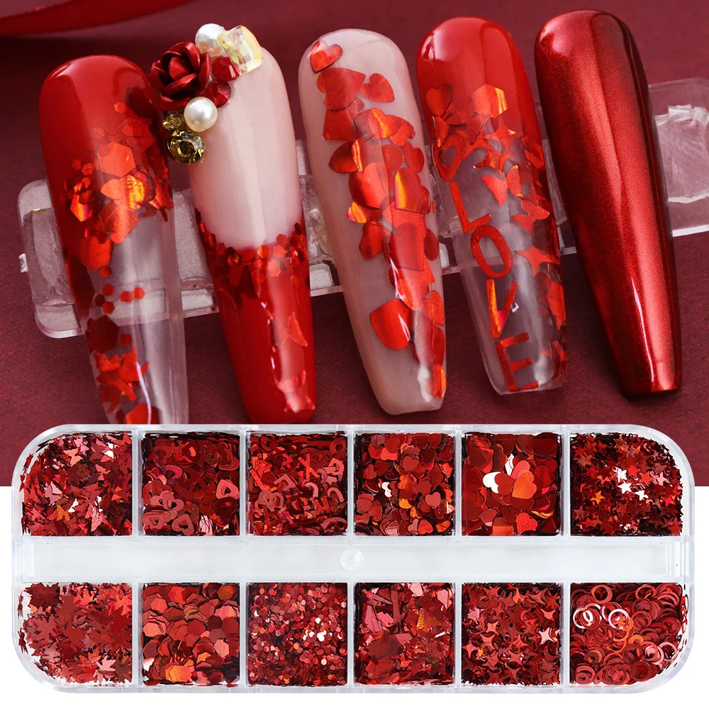 Holographic Red Nail Art Glitt - Nail Art Valentines Day reseña y precio