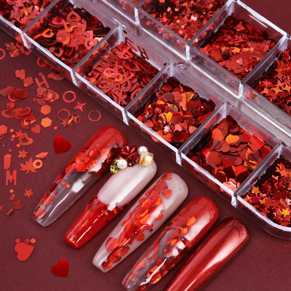 Holographic Red Nail Art Glitt - Nail Art Valentines Day reseña y precio