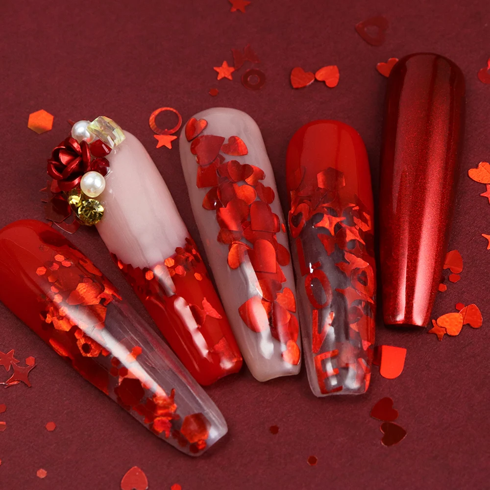Holographic Red Nail Art Glitt - Nail Art Valentines Day reseña y precio