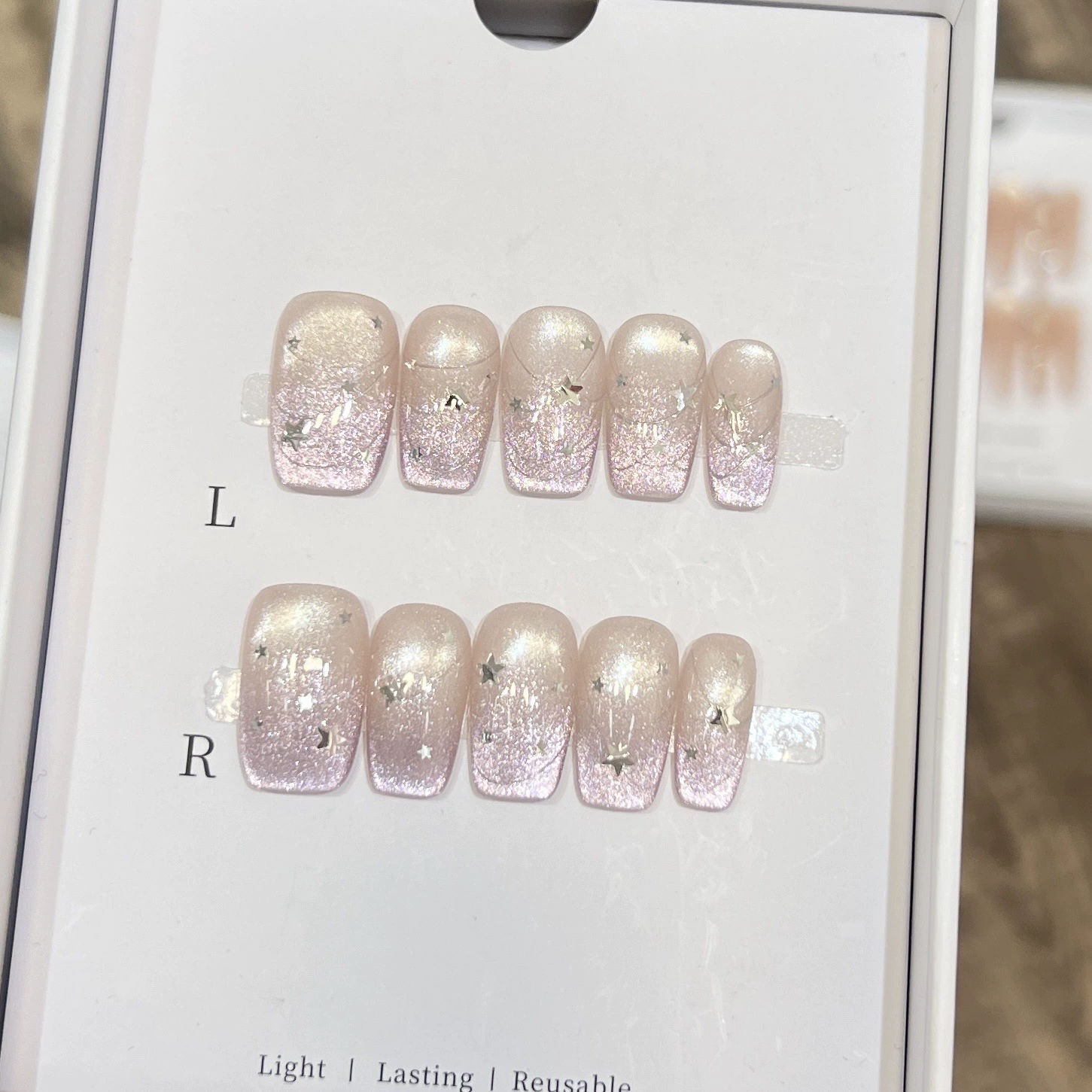 10Pcs Sweet Mid-length Ballet  - Nail Art Pink Cat Eye reseña y precio