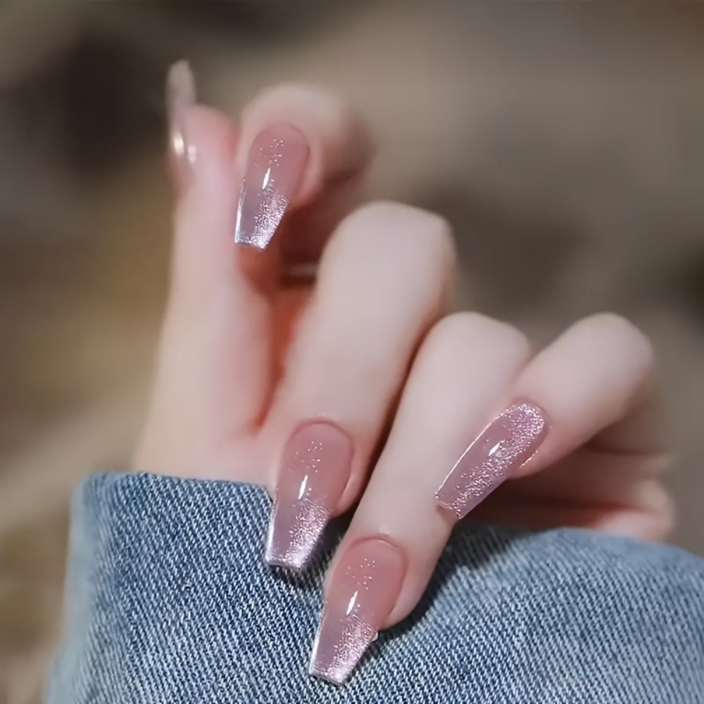 24pcs Sparkling Pink Glitter C - Nail Art Pink Cat Eye reseña y precio