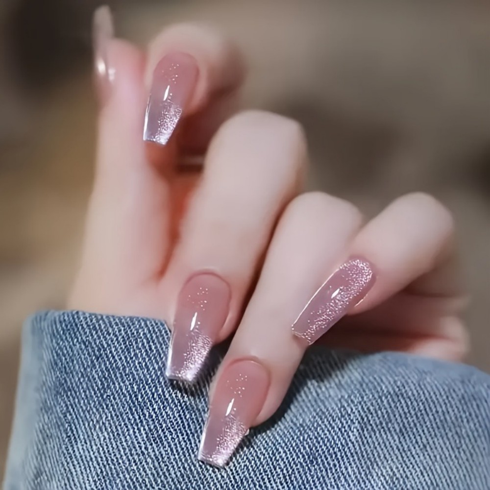 24pcs Sparkling Pink Glitter C - Nail Art Pink Cat Eye reseña y precio