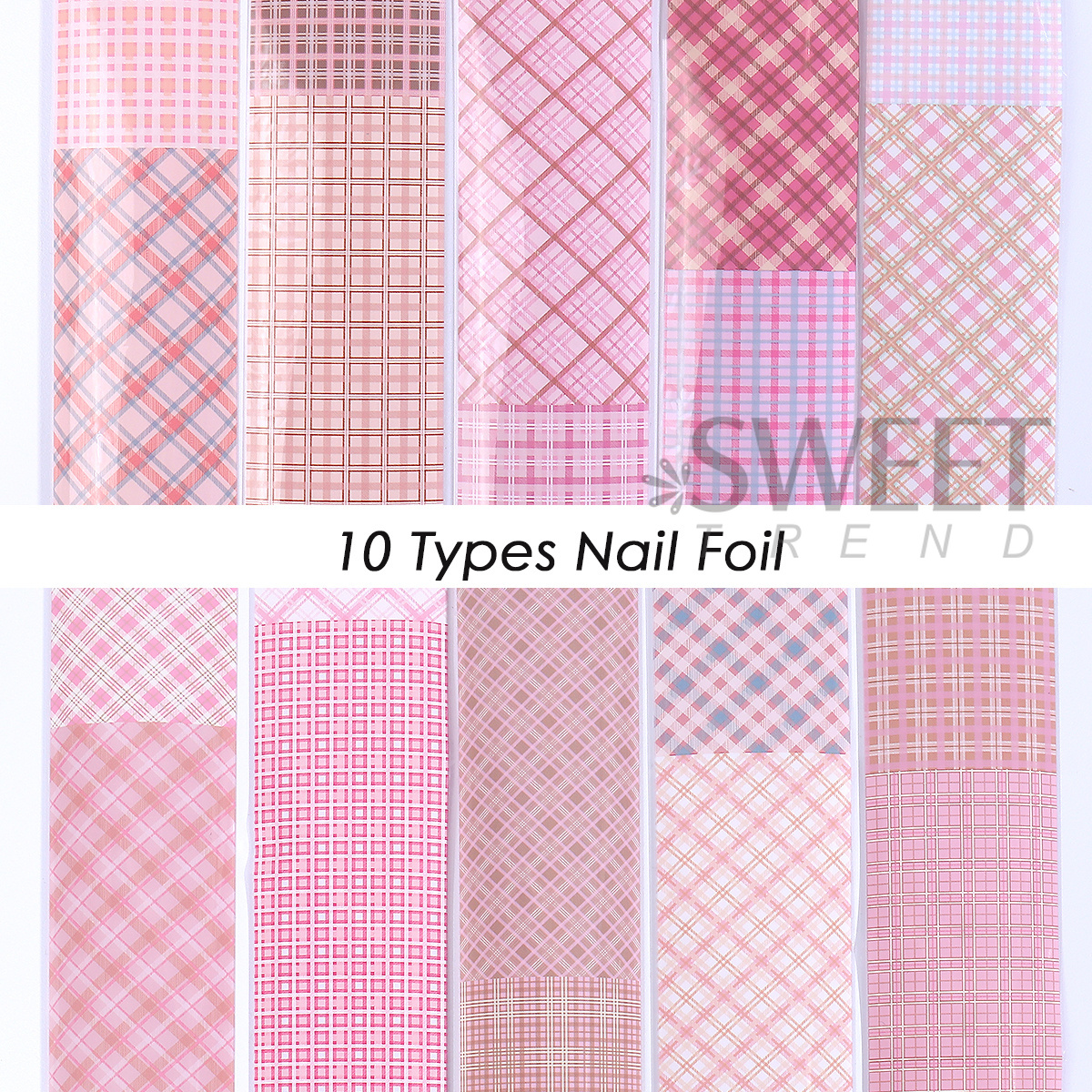 10 Rolls/Box Pink Plaid Design - Nail Art Valentines Day reseña y precio