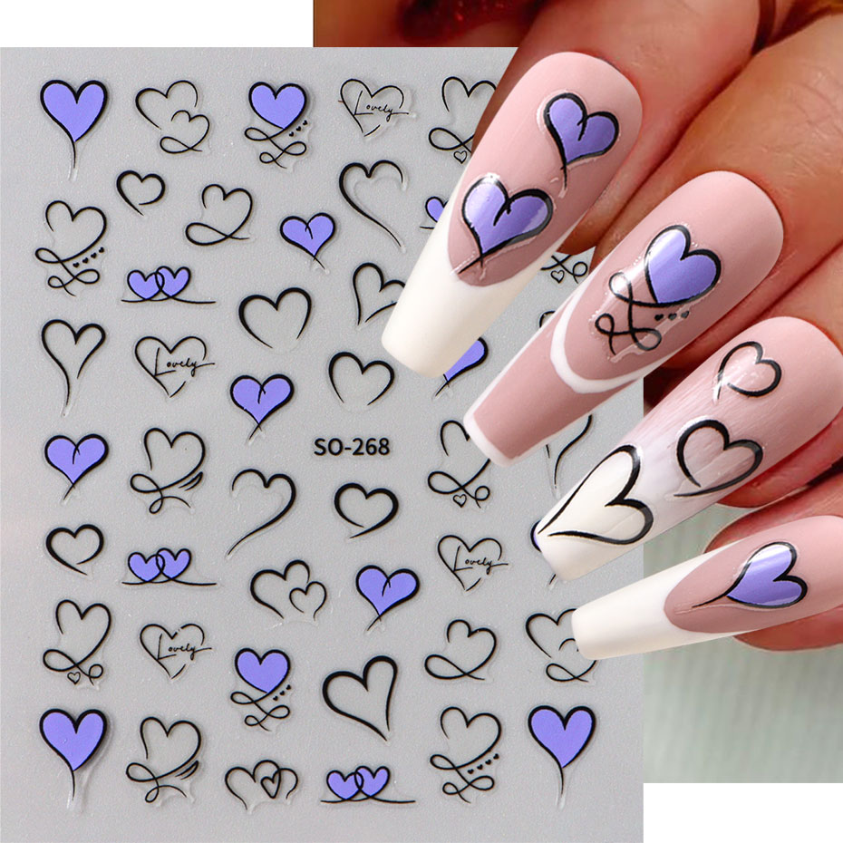 3pcs Y2K Gold Wave Line Heart  - Nail Art Valentines Day reseña y precio