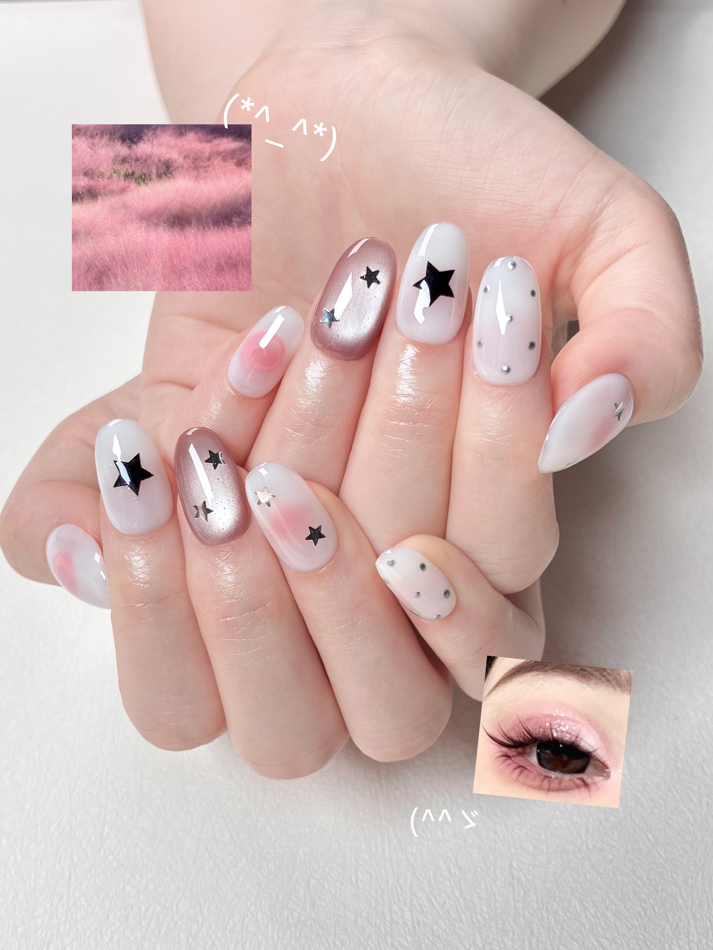 10pcs handmade pink press on n - Nail Art Pink Cat Eye reseña y precio