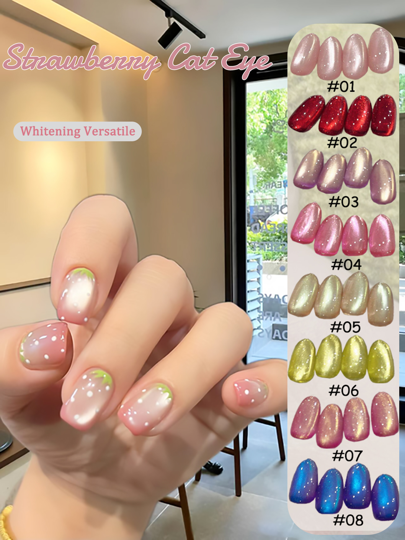 1-12pcs PSK New Whitening Stra - Nail Art Pink Cat Eye reseña y precio