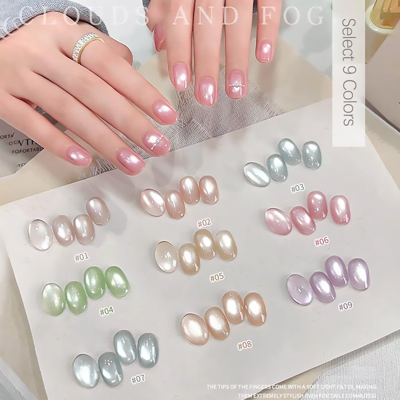 SHAKA 1pcs Clear Cloudy White  - Nail Art Pink Cat Eye reseña y precio