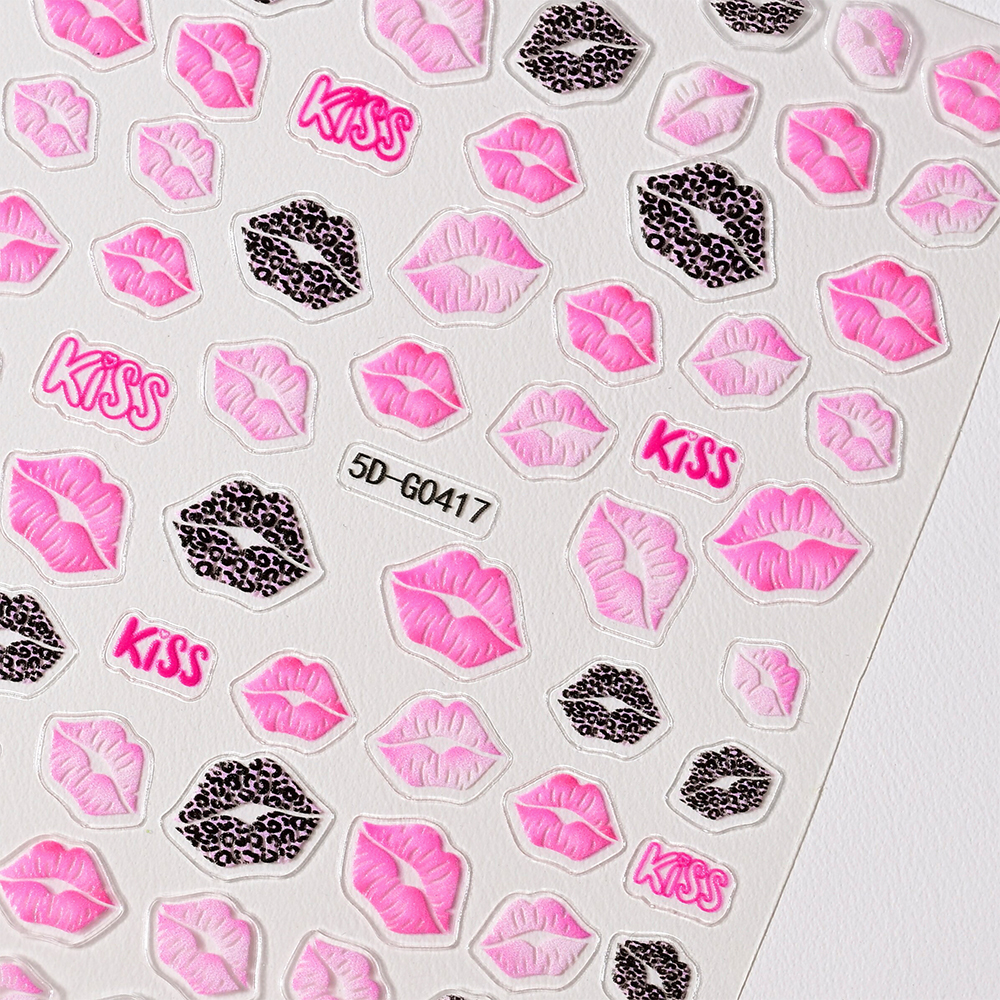 2pcs Valentines 3D Red Lips Pr - Nail Art Valentines Day reseña y precio